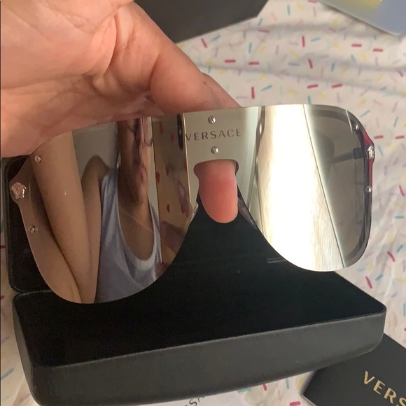 Versace silver mirror sunglasses